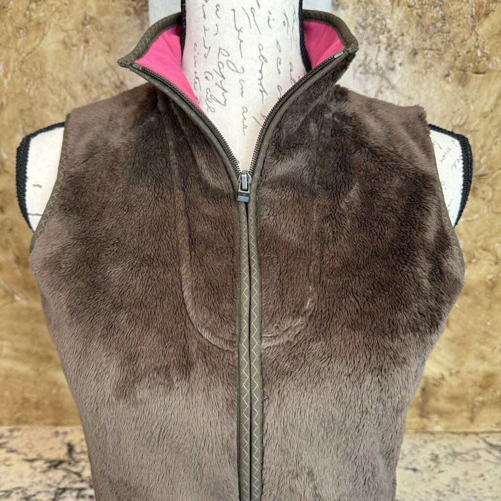 The North Face Warm Super Cozy Furry Fleece Teddy Vest Jacket‎ Brown Womens XS